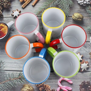 Tazas de sublimación Impression Pioneer con bordes y asas de colores, recipientes reutilizables para regalos empresariales - Product Image 3