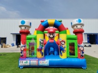 Château gonflable d'aventure super cartoon pour enfants avec gardiens champignons et toboggan pour fêtes d'anniversaire