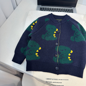 <span class=keywords><strong>Cardigan</strong></span> en tricot jacquard anti-boulochage en mélange de coton à motif dinosaure de dessin animé pour garçons, collection automne 2026, nouvelle mode décontractée pour tout-petits - Product Image 5