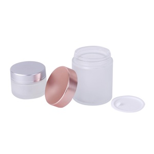 Hot Selling Frosted <b>Glass</b> Jar Mini Empty Cosmetic Jar Makeup Sample <b>Containers</b> With Inner Liner Rose Gold Lids for Cream Lotions - Product Image 3