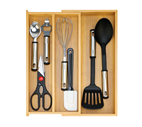 Caja Organizadora de Cubiertos para Cajón de Cocina, Multifuncional, Retráctil, con Divisores Extraíbles, Personalizable de Fábrica, Venta Caliente