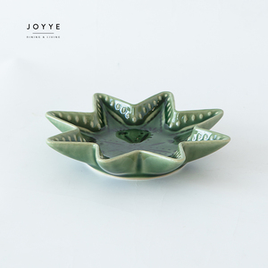 JOYYE Decoración de Mesa de Navidad Personalizada, Plato Pequeño de Cerámica en Forma de Nieve, Plato de Servir Salsa de Aperitivos de Cerámica Vintage - Product Image 2