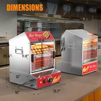 Cuiseur vapeur électrique pour hot-dogs et chauffe-pains avec portes coulissantes en verre trempé et plaque de séparation pour hot-dogs et pains, 39QT