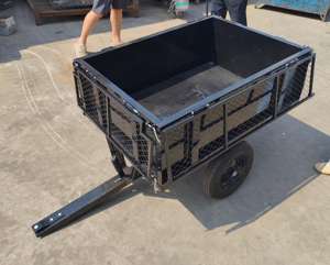 Remorque de VTT Chariot à benne basculante en acier Remorque utilitaire pour pelouse et jardin Remorque avec remorquage robuste derrière les chariots et côtés amovibles - Product Image 4