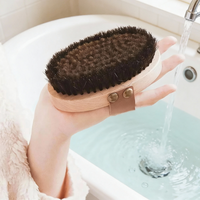 Brosses de bain, éponges et exfoliants pour la douche en bois de qualité supérieure avec logo personnalisé, poils de sanglier et cuivre, pour le corps sec
