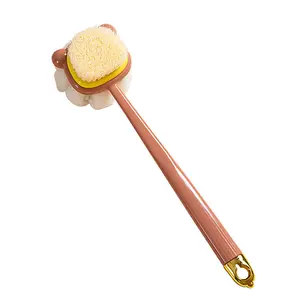 High Quality 2 in 1 Back Cleaning Shower Scrubbing Bath Brushes Ball Long Handle Soft Body Brush for Exfoliating