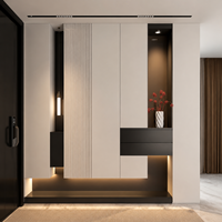 Meuble d'entrée de villa de luxe, armoire de rangement à chaussures en bois sur mesure pour hall d'entrée, gain de place, design moderne et minimaliste
