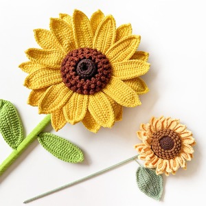 Girasol de ganchillo hecho a mano, flor artificial, flor de simulación, accesorios de tejido, adornos decorativos, flor de hilo tejida. - Product Image 4