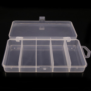 Boîte à outils transparente pour leurres, 5 compartiments, rangement d'appâts, accessoire de pêche en plastique, 17.5 cm x 9.5 cm, multifonction - Product Image 1