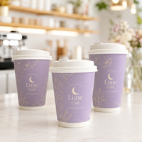 Gobelets à café en papier blanc imprimés sur mesure, 8 oz, 12 oz, 16 oz, jetables avec couvercle, fournitures de café en gros
