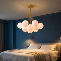 Lustre LED en fer forgé Grand View Garden, design nordique Lune-Bulles, lampe suspendue colorée Planètes pour salon et salle à manger