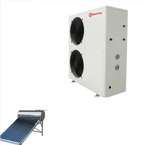 ミーティングハウス暖房システム、空気から水へのヒートポンプは、高効率で省エネの太陽熱温水器と組み合わせて使用します