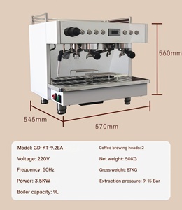 เครื่องชงกาแฟสแตนเลสทนทาน 2 หัวชง กึ่งอัตโนมัติ พร้อมหม้อต้มทองแดง สำหรับร้านกาแฟใช้งานหนัก - Product Image 3