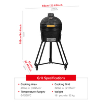 SEB Kamado Petits barbecues 16 pouces Kamados Cuisine Gril à charbon de bois jetable Bbq Oeuf en céramique pour l'extérieur Oeuf vert