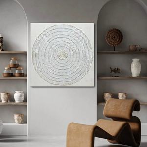 Peinture artisanale Décoration murale Art mural sur toile grande taille Décoration intérieure Art mural de luxe Fleur blanche en plâtre - Product Image 3