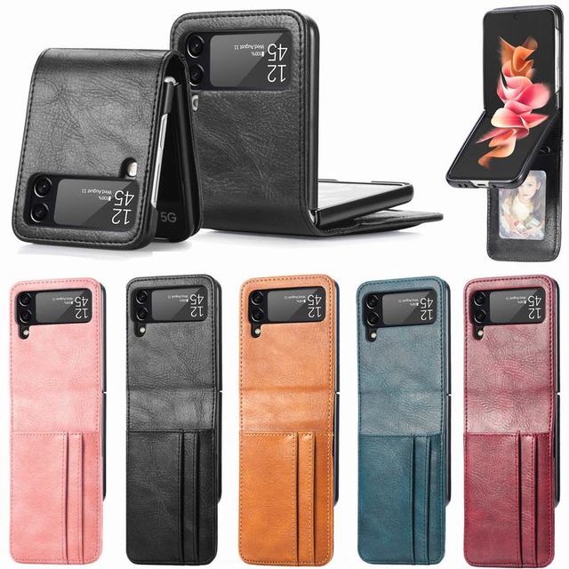 Card Pocket Wallet Leather Case for Samsung Galaxy Z Flip 7 Flip 6 5 4 Anti-Knock Protective Phone Cover