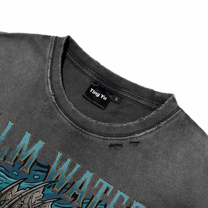 Camisetas de Hombre Oversize con Estampado de Pez Anglerfish, Estilo Steampunk, Lavado Ácido, de Alta Calidad, Casuales, Transpirables, de Algodón Suave - Product Image 4