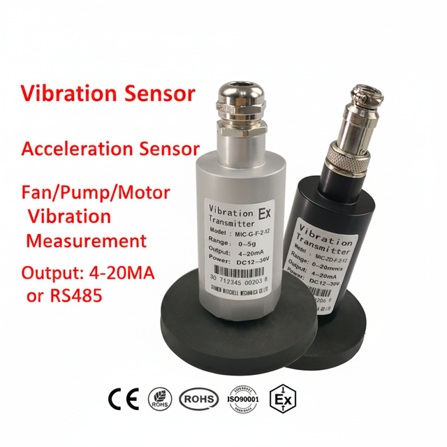 Industrial Analog Accelerometer Vibration Sensor Transmitter 4-20mA 0-20mm/s Motor Pump Fan Compressor OEM