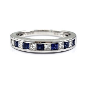 Chine Usine Fabrication 18k Or Blanc Véritable Diamant Bleu Saphir Gemme De Mariage Large Bague En Or Pour Les Femmes - Product Image 1