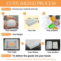 Palettes de présentation pour aliments et viandes en plastique PP recyclables, personnalisées en usine, palettes de qualité alimentaire, palettes d'emballage alimentaire jetables