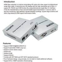 Kit Extensor KVM de Fibra Óptica Xput, Transmisor y Receptor de 20KM sobre Fibra Óptica, Compatible con IP, 4K 60Hz 1080P, IR, RS232 para AV General