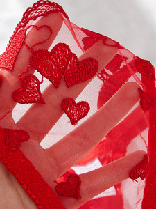 High Quality Low-Rise <b>Sexy</b> Style Lace Underwire <b>Set</b> Women's Heart Shape Embroidered Mesh Bra Panty <b>Set</b> - Product Image 5