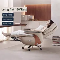 Silla de Oficina Moderna para Gerentes, Respaldo Alto, Ergonómica, de Cuero, Ejecutiva, con Masaje, Soporte Lumbar Ajustable y Reposabrazos
