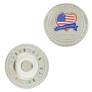 हटाने योग्य गेंद मार्कर के साथ चुंबकीय चांदी चुनौती सिक्का रखती है LinksWalker एनसीएए चुनौती सिक्का 2 टीम Logoed गोल्फ की गेंद के साथ मार्च - Product Image 1