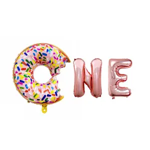 Donuts ONE Alphabet Aluminum Film Balloon Baby 1st Birthday First Year Feast Background Wall Decoration
