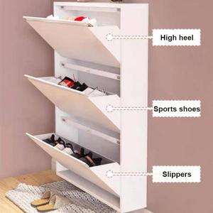 Meuble à chaussures moderne en métal et acier, étroit, à 3 tiroirs, avec système rabattable, pour la maison - Product Image 6