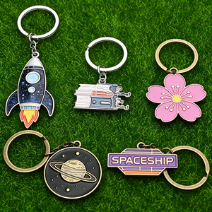 Ensemble de porte-clés en émail sur <span class=keywords><strong>le</strong></span> thème de l'espace, fusée, planète, vaisseau spatial, fleurs de cerisier, porte-clés pour cadeaux et accessoires quotidiens, alliage de zinc plaqué - Product Image 1