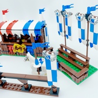 Miniatures en plastique MOC : Animaux, armes médiévales et antiques, tente militaire, support de visualisation, cheval de duel et scène de construction
