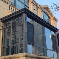 Véranda en aluminium pour balcon et cour avec portes/fenêtres en aluminium à rupture de pont thermique 6063-T6 et pare-soleil insonorisé, verre coupe-vent