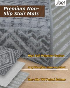 Marches d'escalier autocollantes antidérapantes lavables, <span class=keywords><strong>tapis</strong></span> d'escalier à coller et à décoller, <span class=keywords><strong>tapis</strong></span> d'escalier réutilisables pour marches en bois - Product Image 3