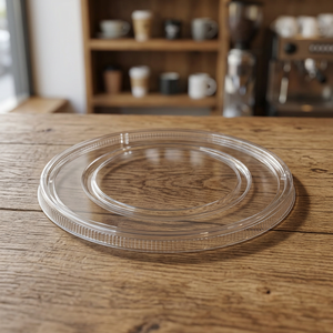 Tapa plana de PET transparente de 80 mm de diámetro sin orificio para pajita, gama de tapas de PET por mayor para combinar con vasos y recipientes de PET - Product Image 4