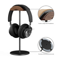 Penyangga Headset Logam Paduan Kayu & Aluminium, Rak Headphone, Penyangga Earphone Desktop, Gantungan Headphone, Rak Display