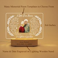 Cadeaux personnalisés de sympathie pour la perte de maman, cadres photo personnalisés en mémoire de personnes chères, plaque commémorative avec texte, veilleuse