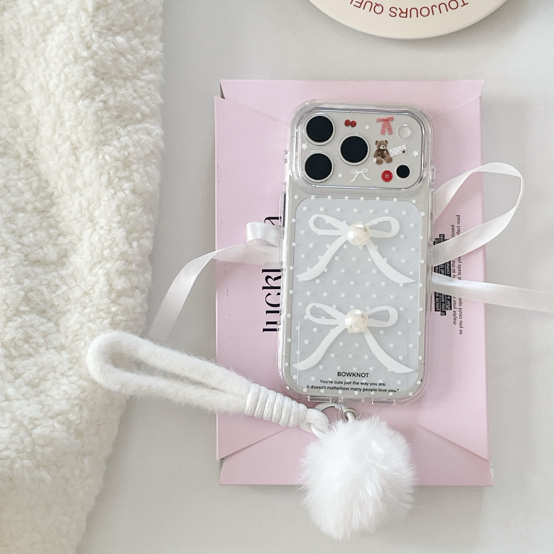 White dot bow stereo pearl portable