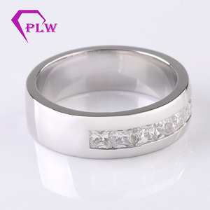 Anillo Moissanite Provence 14K Oro blanco sólido 7.5 * 7.5mm Princesa <span class=keywords><strong>D</strong></span> Color Anillo Moissanite Boda para hombres - Product Image 3