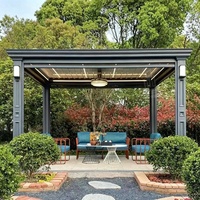 Pergola bioclimatique électrique en aluminium à lames orientables avec auvent réglable, abri de jardin extérieur résistant à la pluie