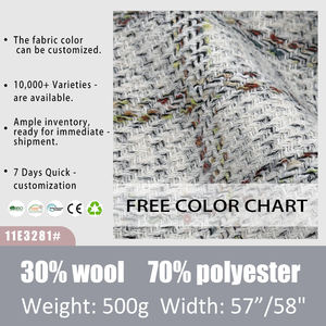 Le motif à carreaux colorés est fait d'un <span class=keywords><strong>tissu</strong></span> en tweed grossier mélangé à de la <span class=keywords><strong>laine</strong></span> et des fibres de polyester et convient aux vêtements d'extérieur - Product Image 2