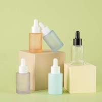 Flacon compte-gouttes en verre givré rond 20ml 30ml, base épaisse avec logo personnalisé pour l'emballage de produits de soin de la peau
