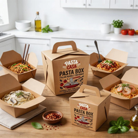 Boîte à pâtes, conteneur à nouilles italiennes, emballage en papier kraft jetable pour restaurants de pâtes