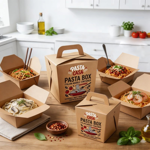 Boîte à pâtes, conteneur à nouilles italiennes, emballage en papier kraft jetable pour restaurants de pâtes - Product Image 5