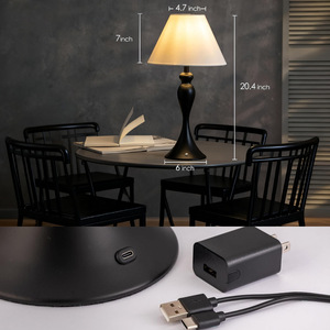 Lámpara de mesa de estilo europeo E27 con control táctil, cuerpo de metal, pantalla blanca, lámpara de escritorio que cuida la vista para dormitorio y mesita de noche. - Product Image 3