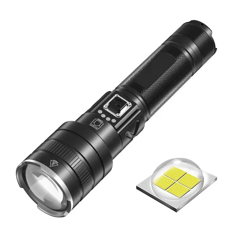 High Power XHP70 LED Torch Flashlights Zoomable Waterproof Camp Lamp Light USB Tactical Rechargeable Camping Torch Flashlight