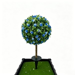 Elegant <b>Layered</b> Tower Rose Floral Orb with sturdy ground stake <b>base</b> for garden border patio walkway wedding outdoor - Product Image 1