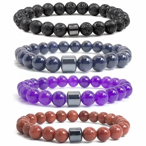 Oeil de Tigre Naturel Noir Onyx Malachite Perles de Lave Bracelet Fait Main Couples Yoga Bracelets Bracelet pour Homme Cadeau Vente en Gros - Product Image 1