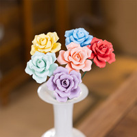 Bouquet de fleurs multicolores pour la Saint-Valentin, rose unique en céramique à texture de pétales bioniques, décoration à brancher