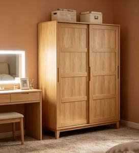 Armoire scandinave moderne de luxe en bois avec portes battantes style Shaker, meuble de rangement polyvalent autoportant et durable pour chambre à coucher - Product Image 2